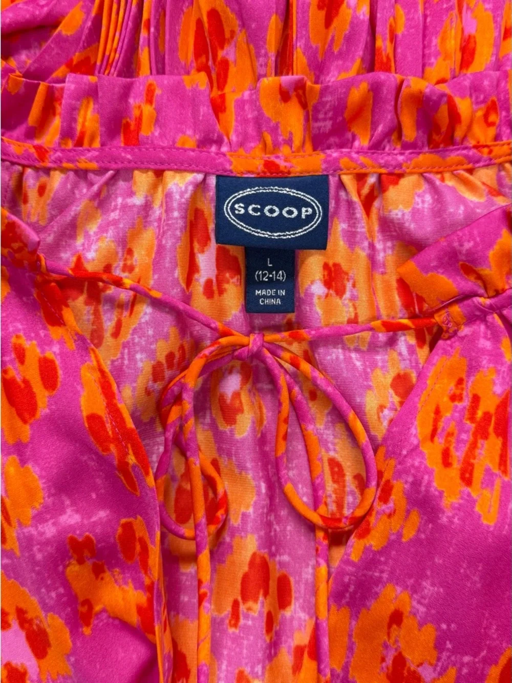 Scoop Floral Midi Dress Pleated Tie Spring Summer Romantic Dress Size 12-14 - Picture 7 of 8